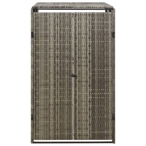 Single Wheelie Bin Shed Grey 70x80x117cm Poly Rattan - Image 4
