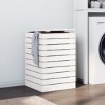 Laundry Basket White 44x44x66cm Solid Wood Pine