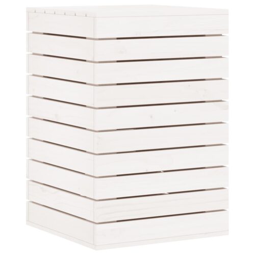 Laundry Basket White 44x44x66cm Solid Wood Pine - Image 2