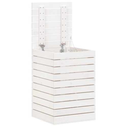 Laundry Basket White 44x44x66cm Solid Wood Pine - Image 4
