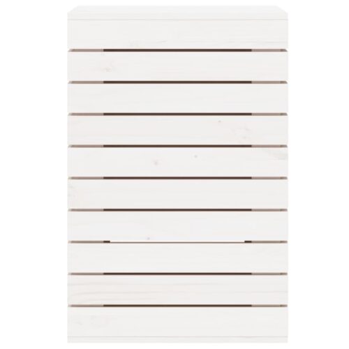 Laundry Basket White 44x44x66cm Solid Wood Pine - Image 5