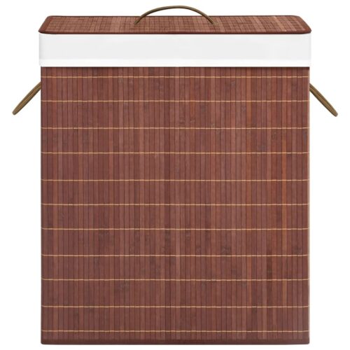 Bamboo Laundry Basket with 2 Sections Brown 100 L - Image 4