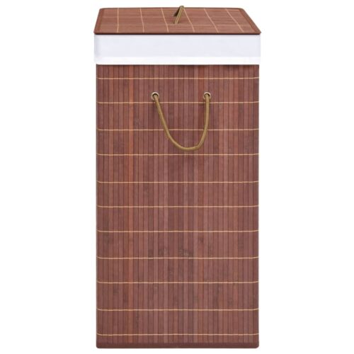 Bamboo Laundry Basket with 2 Sections Brown 100 L - Image 5