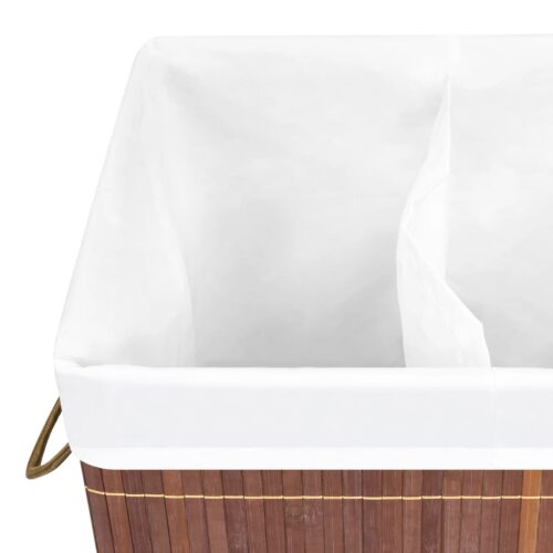 Bamboo Laundry Basket with 2 Sections Brown 100 L - Image 7