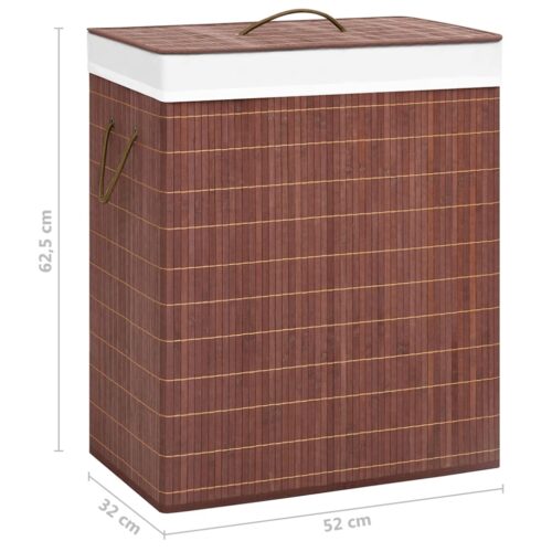 Bamboo Laundry Basket with 2 Sections Brown 100 L - Image 9