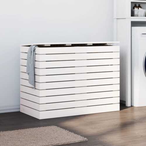 Laundry Basket White 88.5x44x66cm Solid Wood Pine