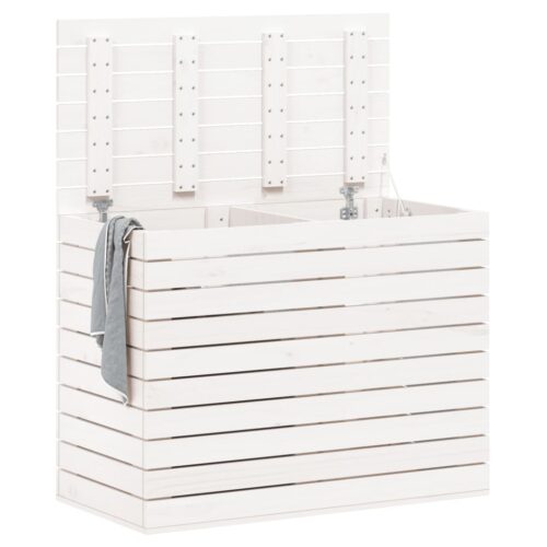 Laundry Basket White 88.5x44x66cm Solid Wood Pine - Image 3
