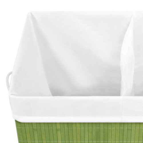 Bamboo Laundry Basket with 2 Sections Green 100 L - Image 7