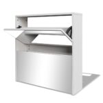 2-Tier Mirror Shoe Cabinet  Storage Shelf Drawers Hallway Wooden Cupboard White