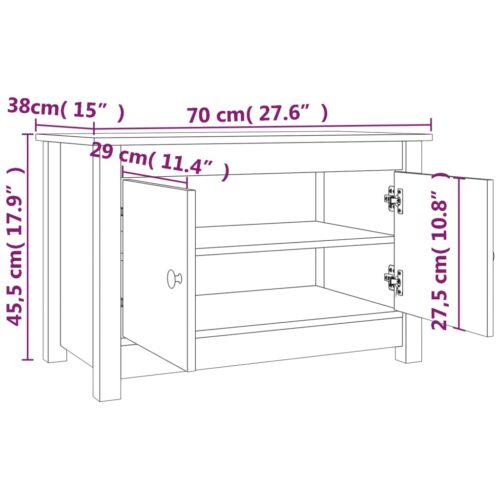 Shoe Cabinet 70x38x45.5cm Solid Wood Pine - Image 9