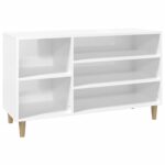 Shoe Cabinet High Gloss White 102x36x60cm Engineered Wood