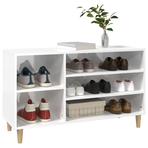 Shoe Cabinet High Gloss White 102x36x60cm Engineered Wood - Image 4
