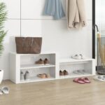 Shoe Cabinet High Gloss White 150x35x45cm Engineered Wood