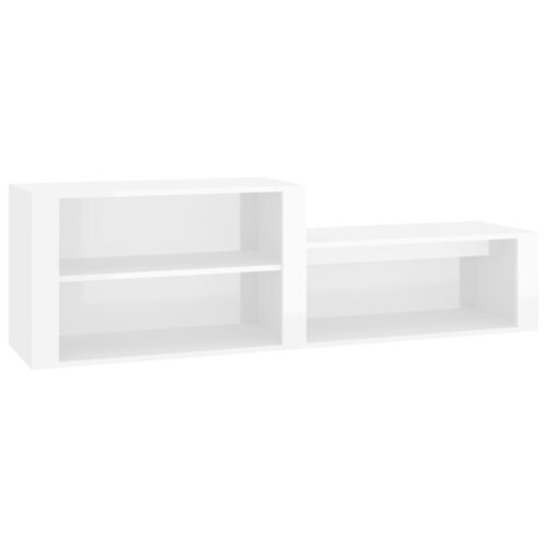 Shoe Cabinet High Gloss White 150x35x45cm Engineered Wood - Image 2