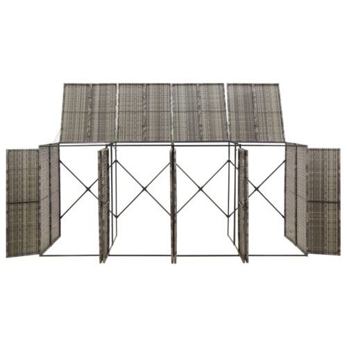 Quadruple Wheelie Bin Shed Grey 274x80x117cm Poly Rattan - Image 3