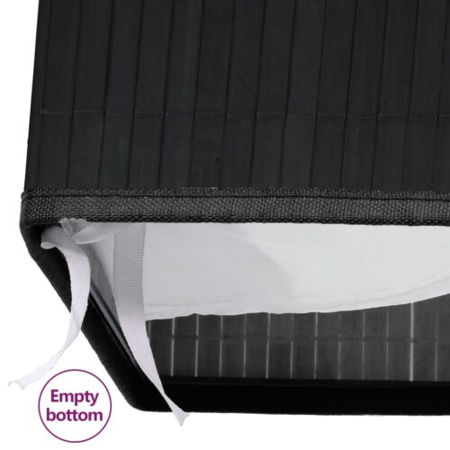Bamboo Laundry Basket with 2 Sections Black 72 L - Image 8