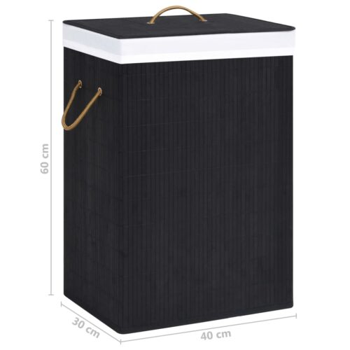 Bamboo Laundry Basket with 2 Sections Black 72 L - Image 9