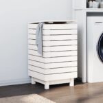 Laundry Basket White 44x44x76cm Solid Wood Pine