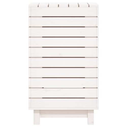 Laundry Basket White 44x44x76cm Solid Wood Pine - Image 6