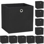 10pcs Non-Woven Fabric Storage Box Black Closet Wardrobe Cubes Bins Organiser