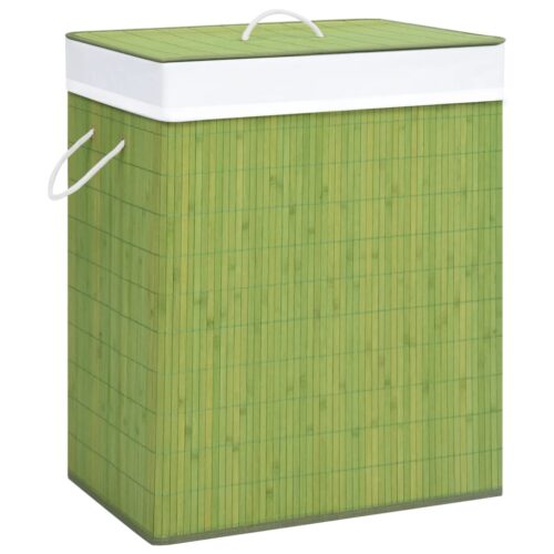 Bamboo Laundry Basket with Single Section Green 83 L - Image 2