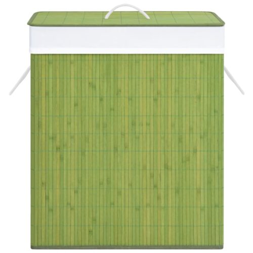 Bamboo Laundry Basket with Single Section Green 83 L - Image 3