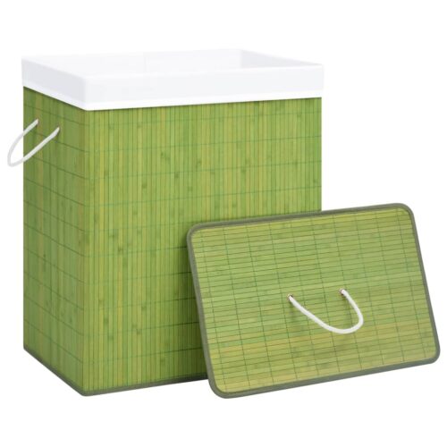 Bamboo Laundry Basket with Single Section Green 83 L - Image 4