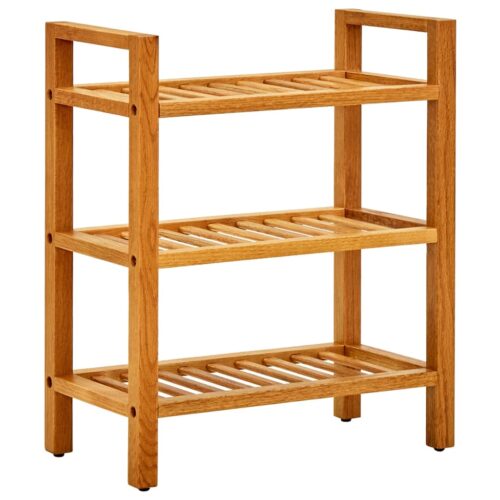 Shoe Rack with 3 Shelves 50x27x60cm Solid Oak Wood