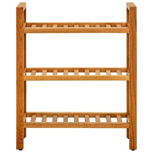 Shoe Rack with 3 Shelves 50x27x60cm Solid Oak Wood - Image 2