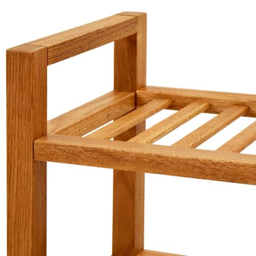 Shoe Rack with 3 Shelves 50x27x60cm Solid Oak Wood - Image 5