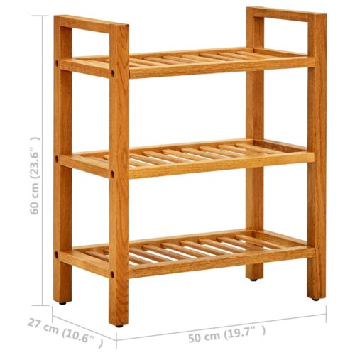 Shoe Rack with 3 Shelves 50x27x60cm Solid Oak Wood - Image 6
