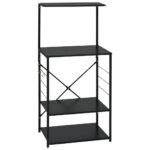 Microwave Cabinet Black 60x39.6x123cm Engineered Wood