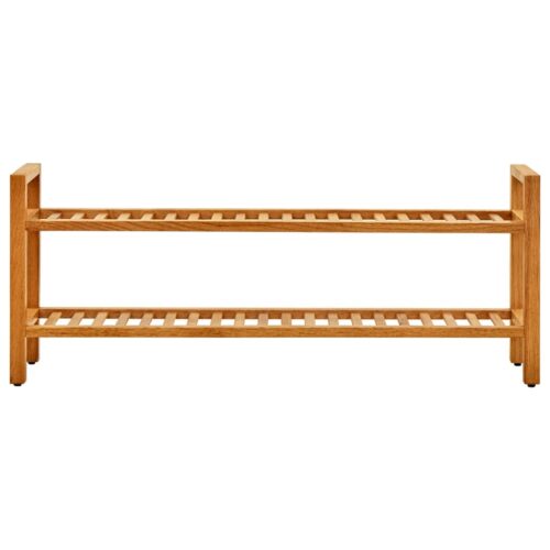 Shoe Rack with 2 Shelves 100x27x40cm Solid Oak Wood - Image 2