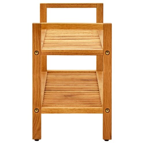 Shoe Rack with 2 Shelves 100x27x40cm Solid Oak Wood - Image 3