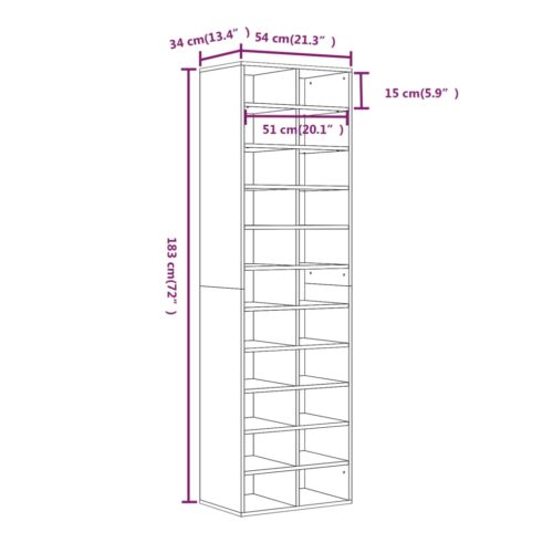 Shoe Cabinet Grey Sonoma 54x34x183cm Engineered Wood - Image 6