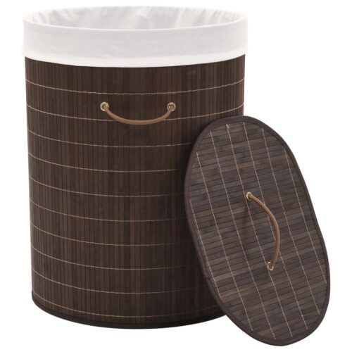 Bamboo Laundry Bin Oval Dark Brown - Image 2