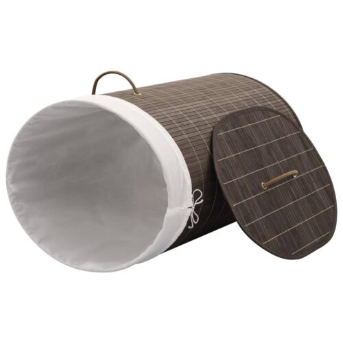 Bamboo Laundry Bin Oval Dark Brown - Image 3