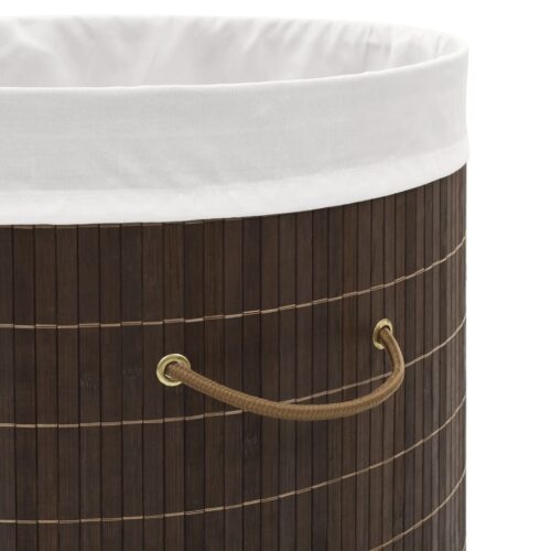 Bamboo Laundry Bin Oval Dark Brown - Image 5
