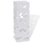 White Square Umbrella Stand Storage Holder Walking Stick Steel 48.5cm