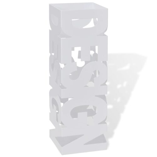 White Square Umbrella Stand Storage Holder Walking Stick Steel 48.5cm