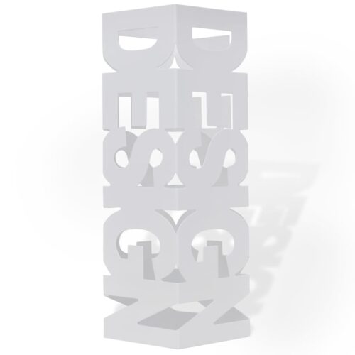 White Square Umbrella Stand Storage Holder Walking Stick Steel 48.5cm - Image 2