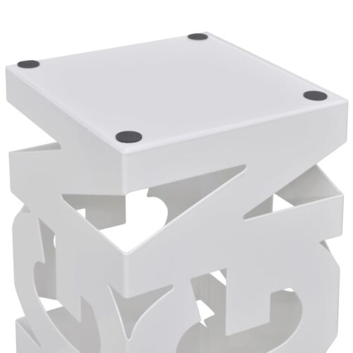 White Square Umbrella Stand Storage Holder Walking Stick Steel 48.5cm - Image 3