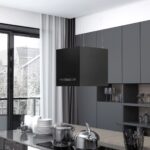 Hanging Island Range Hood Touch Sensor LCD 37cm Powder-coated Steel