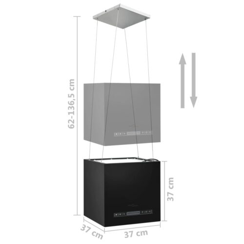 Hanging Island Range Hood Touch Sensor LCD 37cm Powder-coated Steel - Image 8