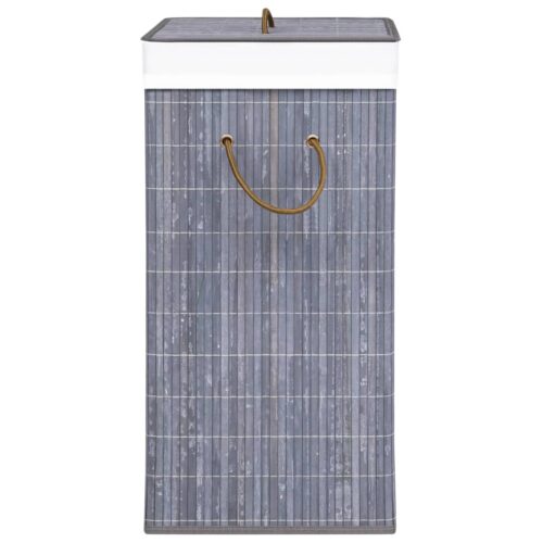 Bamboo Laundry Basket with Single Section Grey - Image 5