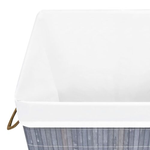 Bamboo Laundry Basket with Single Section Grey - Image 7