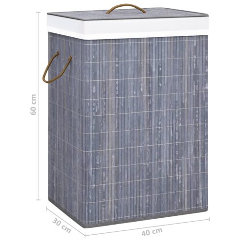 Bamboo Laundry Basket with Single Section Grey - Image 9