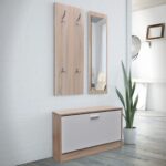 Oak White 3-in-1 Wooden Shoe Cabinet Set