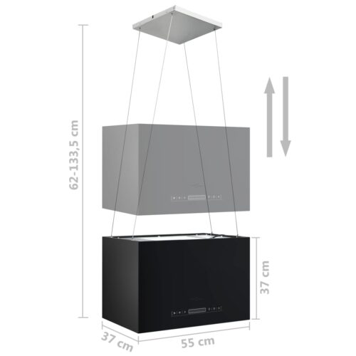 Hanging Island Range Hood Touch Sensor LCD 55cm Powder-coated Steel - Image 8