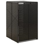 Single Wheelie Bin Shed Black 70x80x117cm Poly Rattan